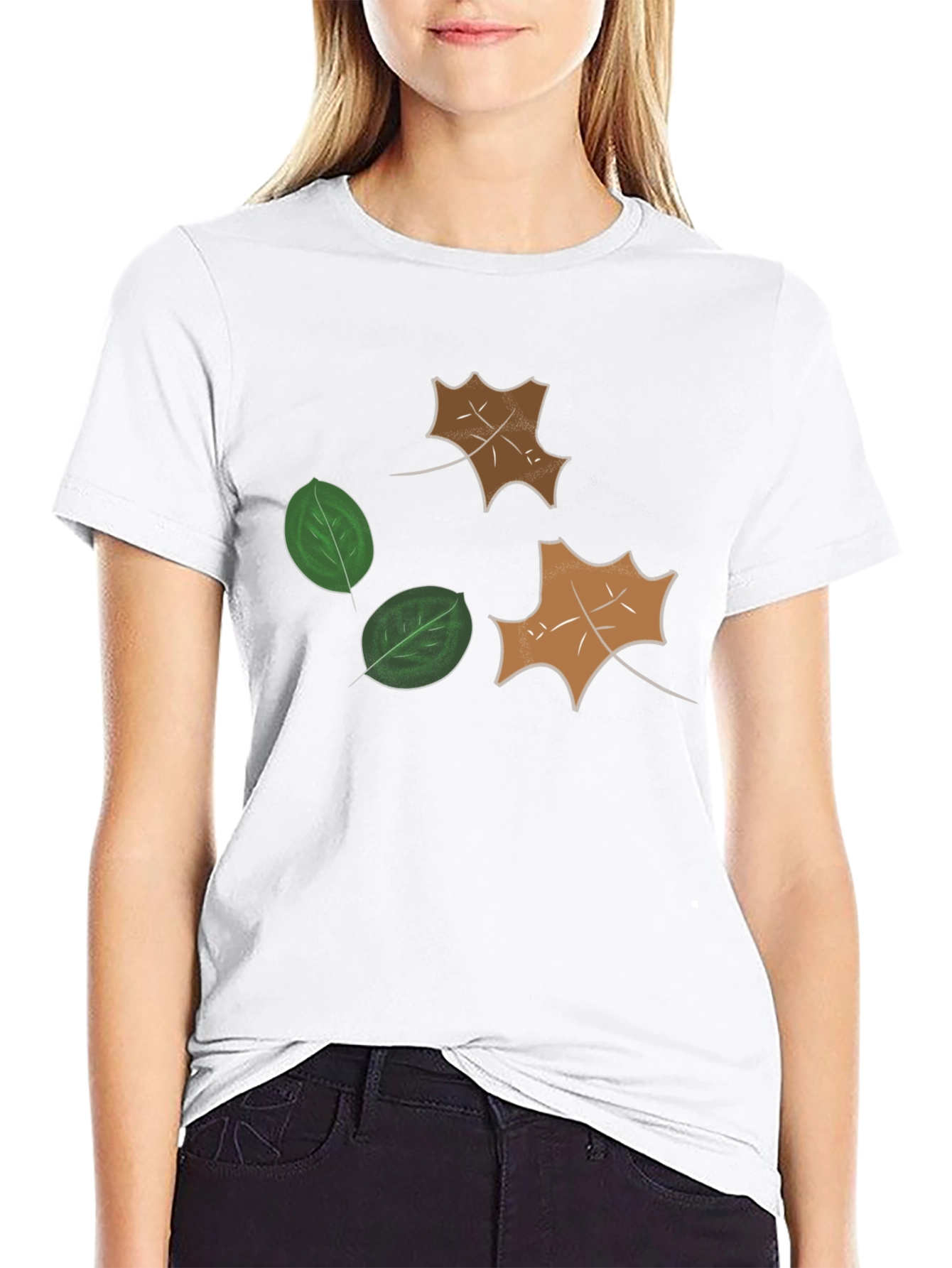 Leaf Design Black T-Shirt
