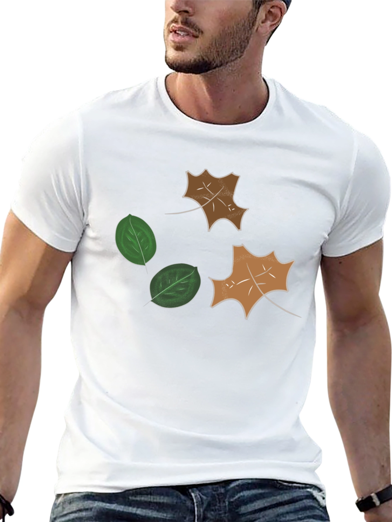 Leaf Design Black T-Shirt