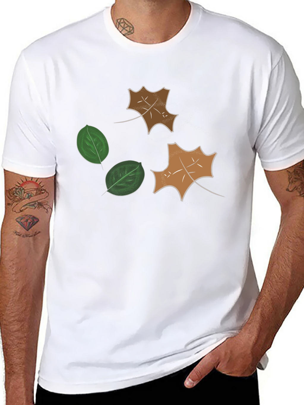 Leaf Design Black T-Shirt
