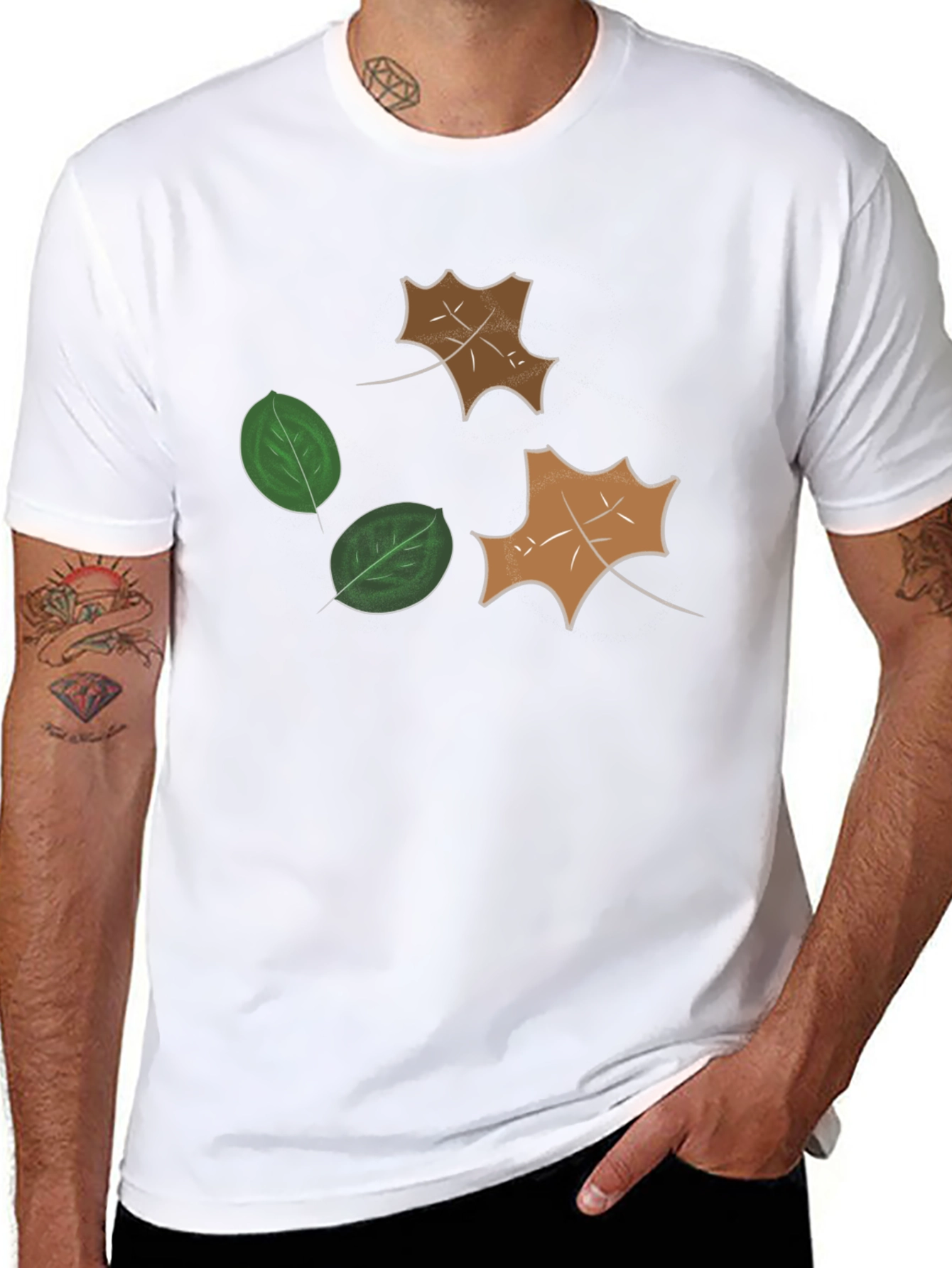 Leaf Design Black T-Shirt