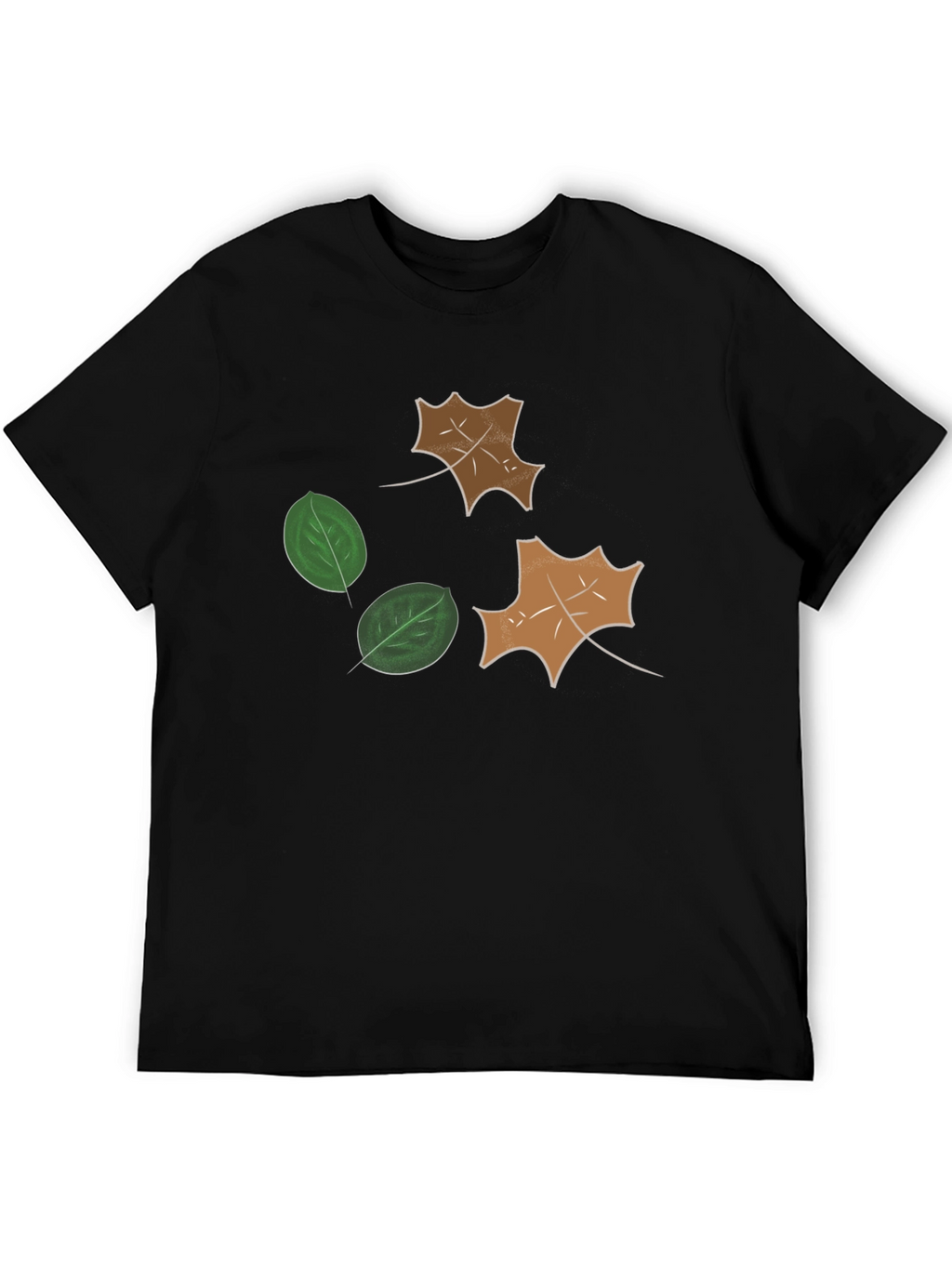 Leaf Design Black T-Shirt