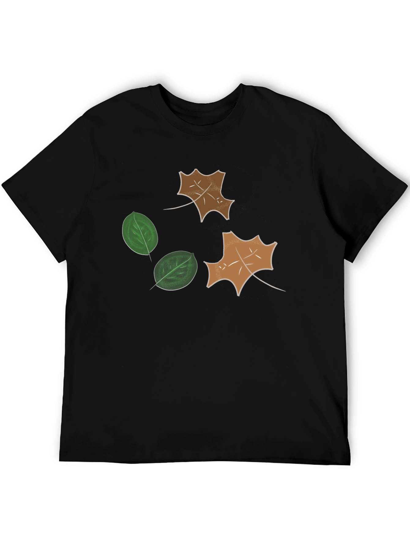 Leaf Design Black T-Shirt