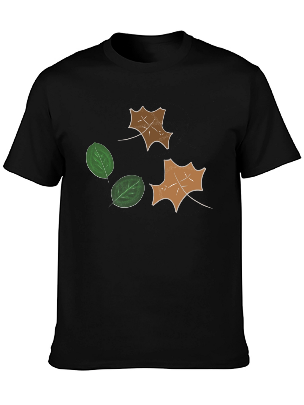 Leaf Design Black T-Shirt