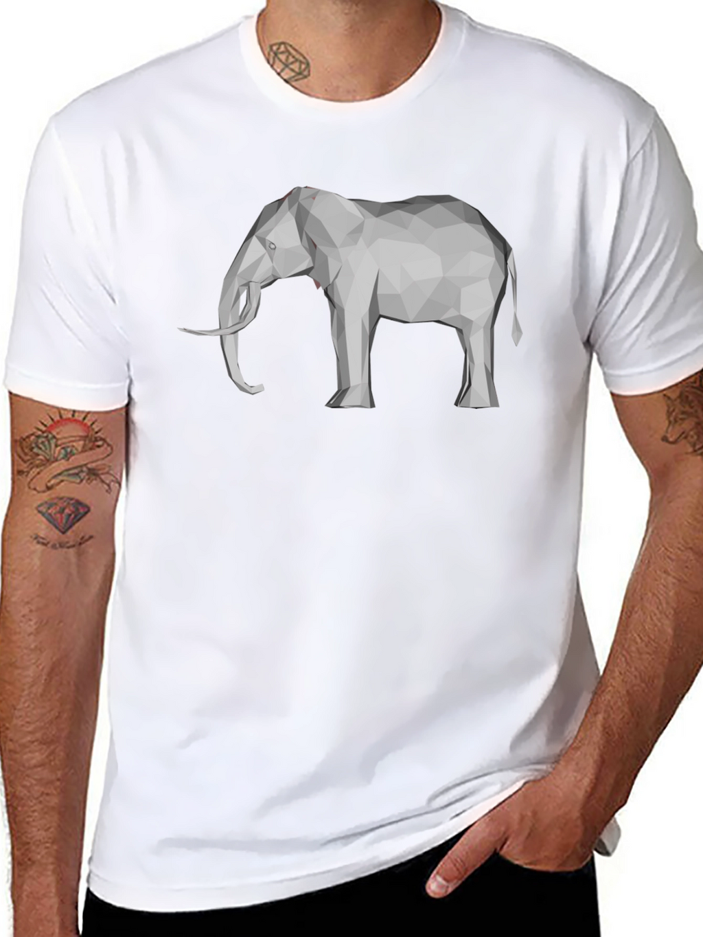 Geometric Elephant Graphic Tee - Modern Mens T-Shirt