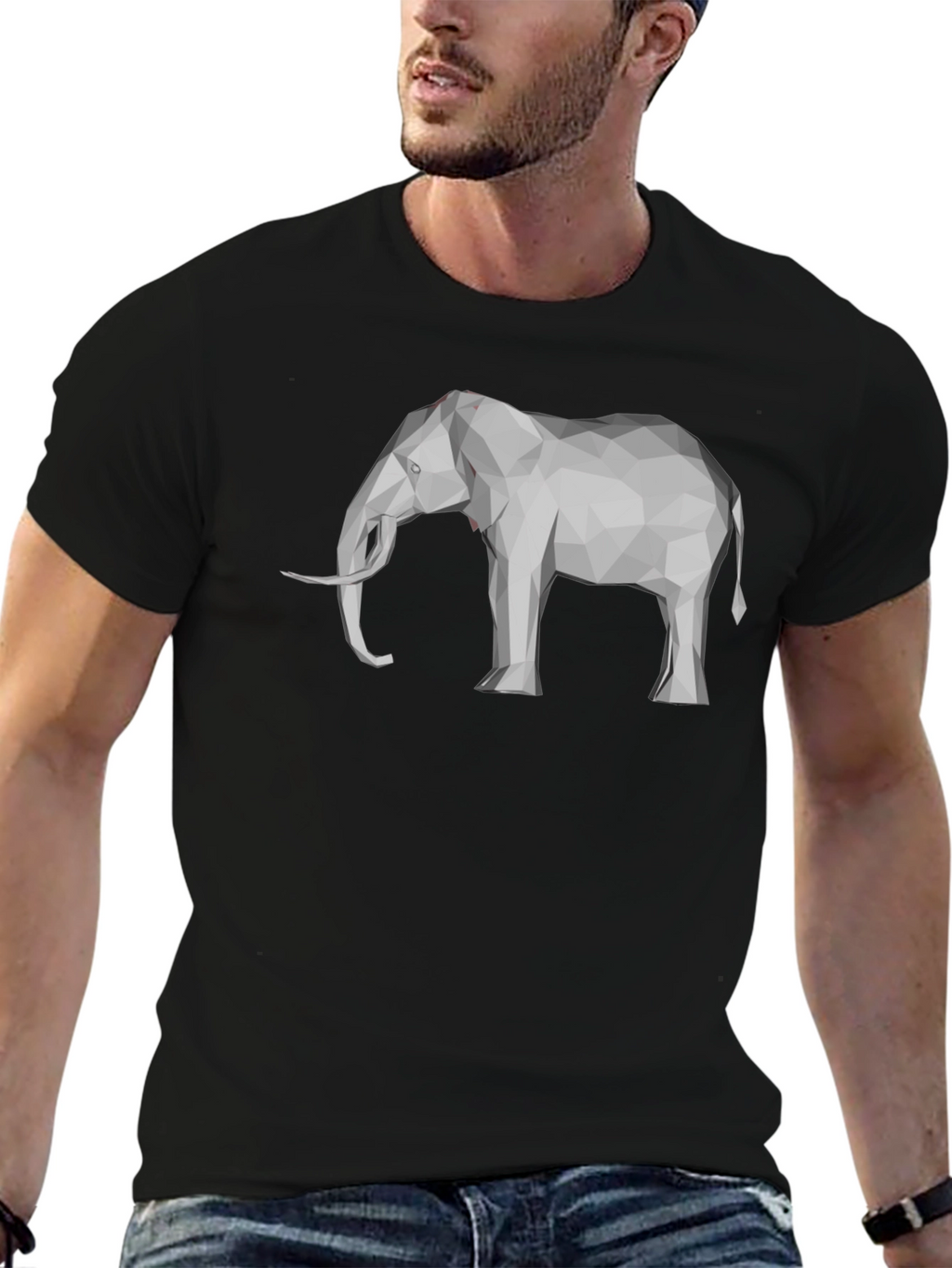 Geometric Elephant Graphic Tee - Modern Mens T-Shirt