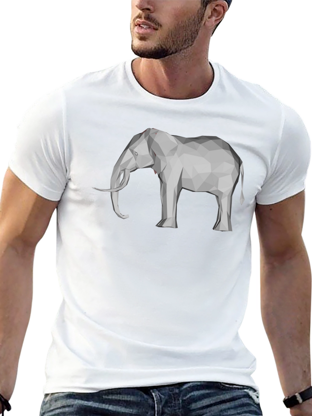 Geometric Elephant Graphic Tee - Modern Mens T-Shirt