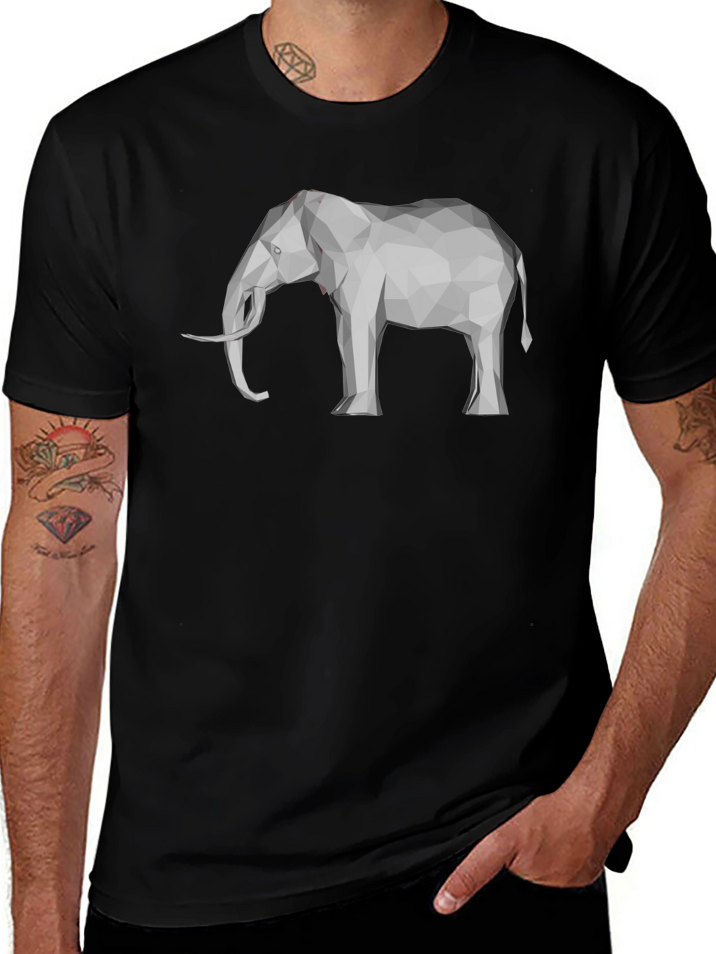 Geometric Elephant Graphic Tee - Modern Mens T-Shirt