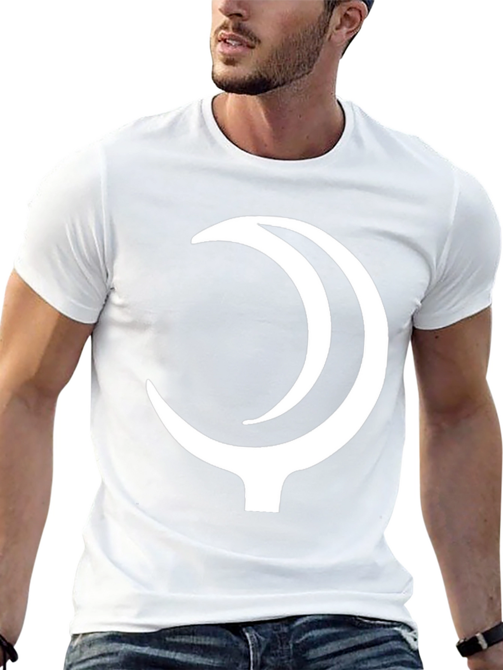 Black T-Shirt with Crescent Moon Design