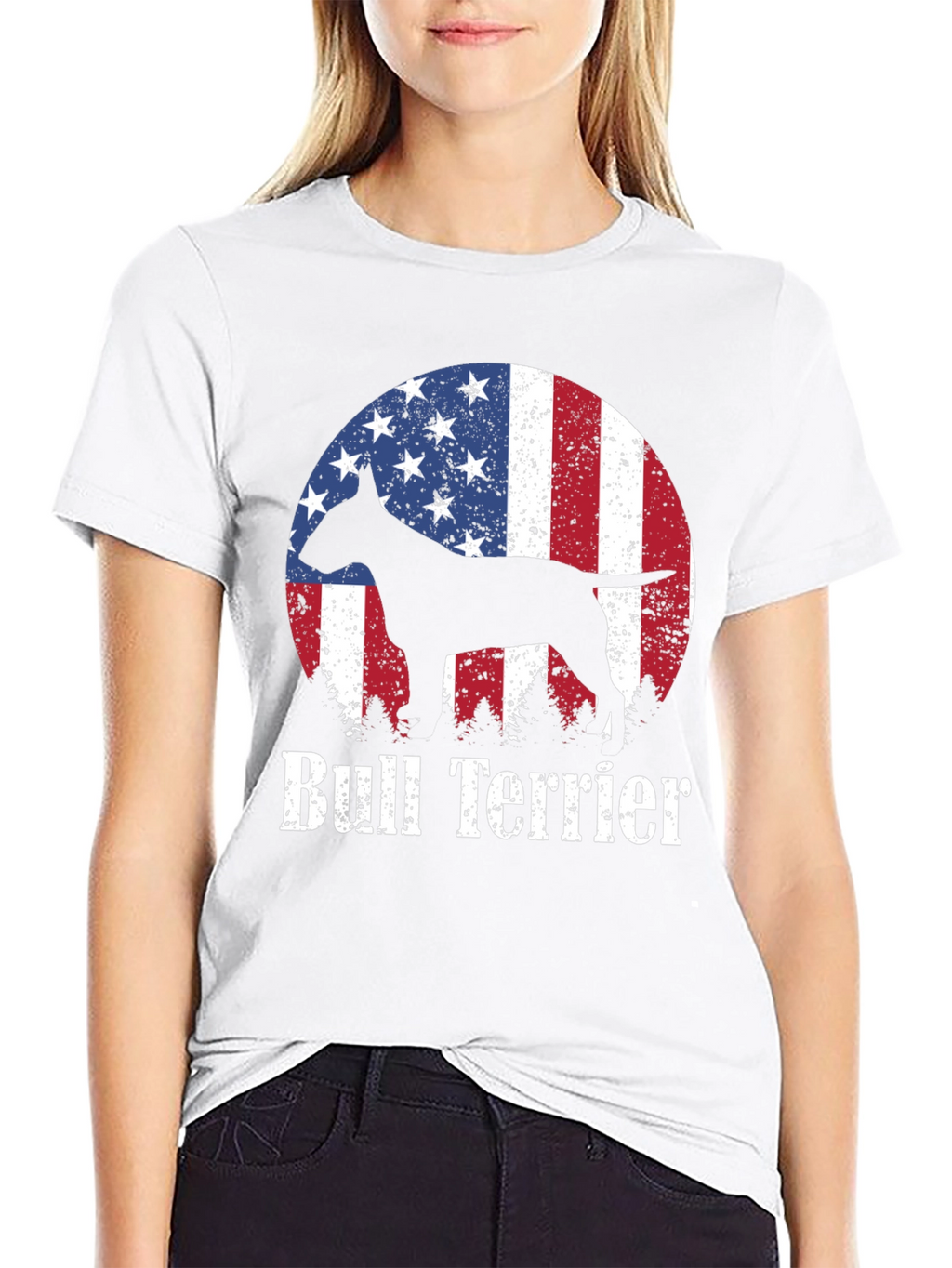 Bull Terrier American Flag Mens T-Shirt