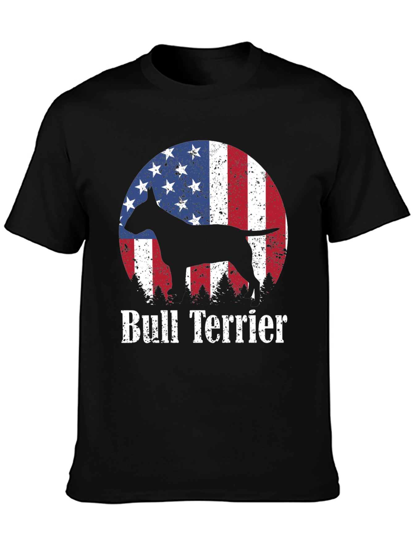Bull Terrier American Flag Mens T-Shirt