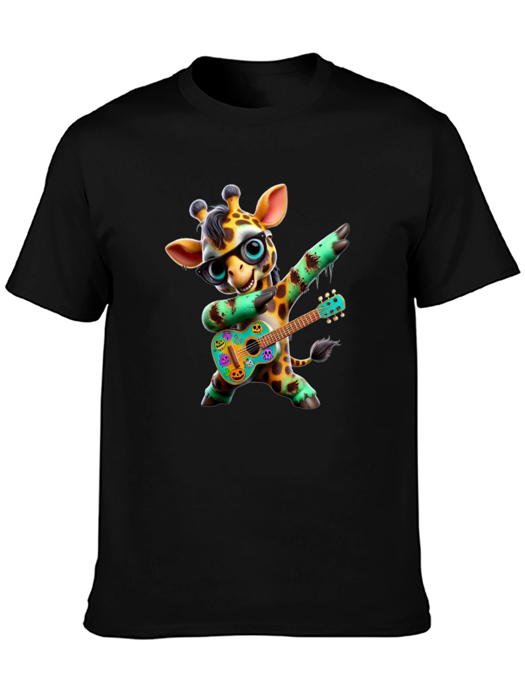 Giraffe Guitar Player Graphic Tee - Black