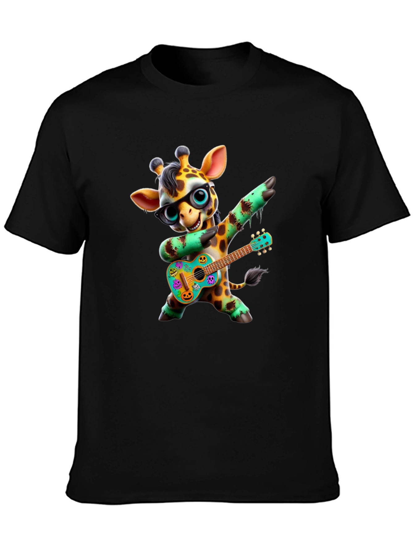 Giraffe Guitar Player Graphic Tee - Black