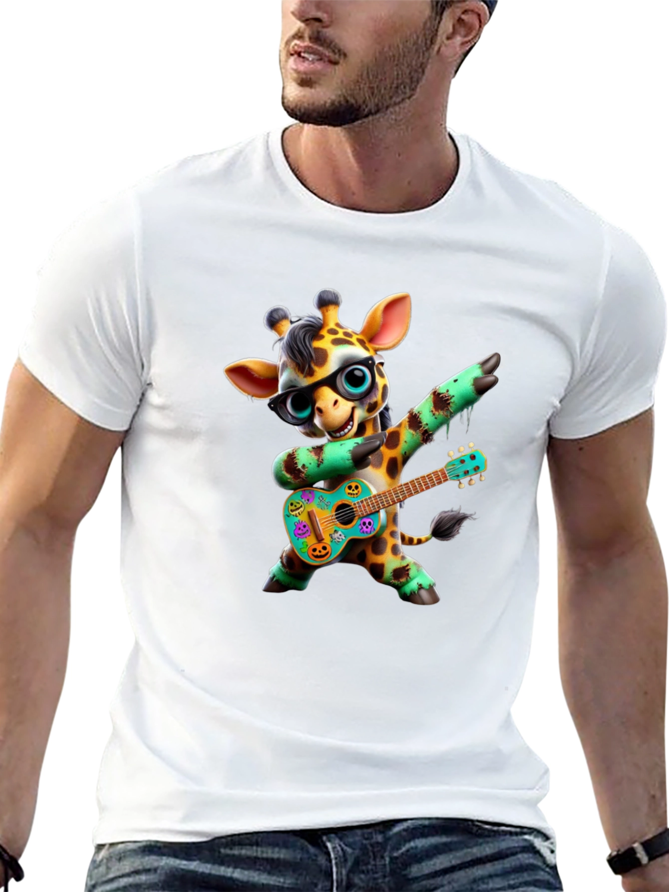 Giraffe Guitar Player Graphic Tee - Black