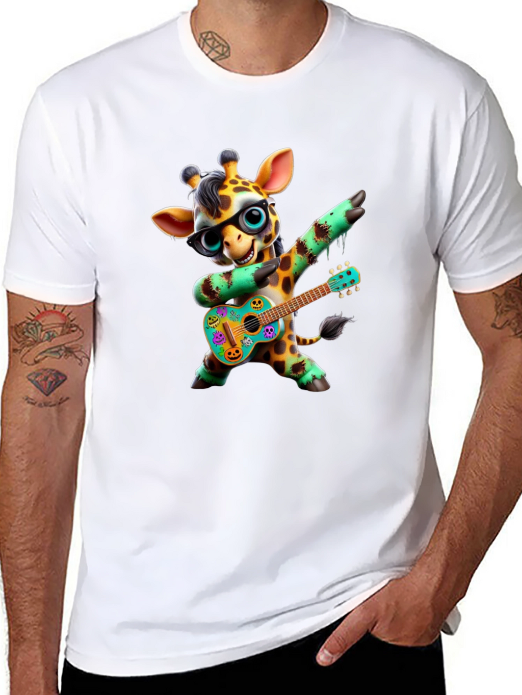 Giraffe Guitar Player Graphic Tee - Black