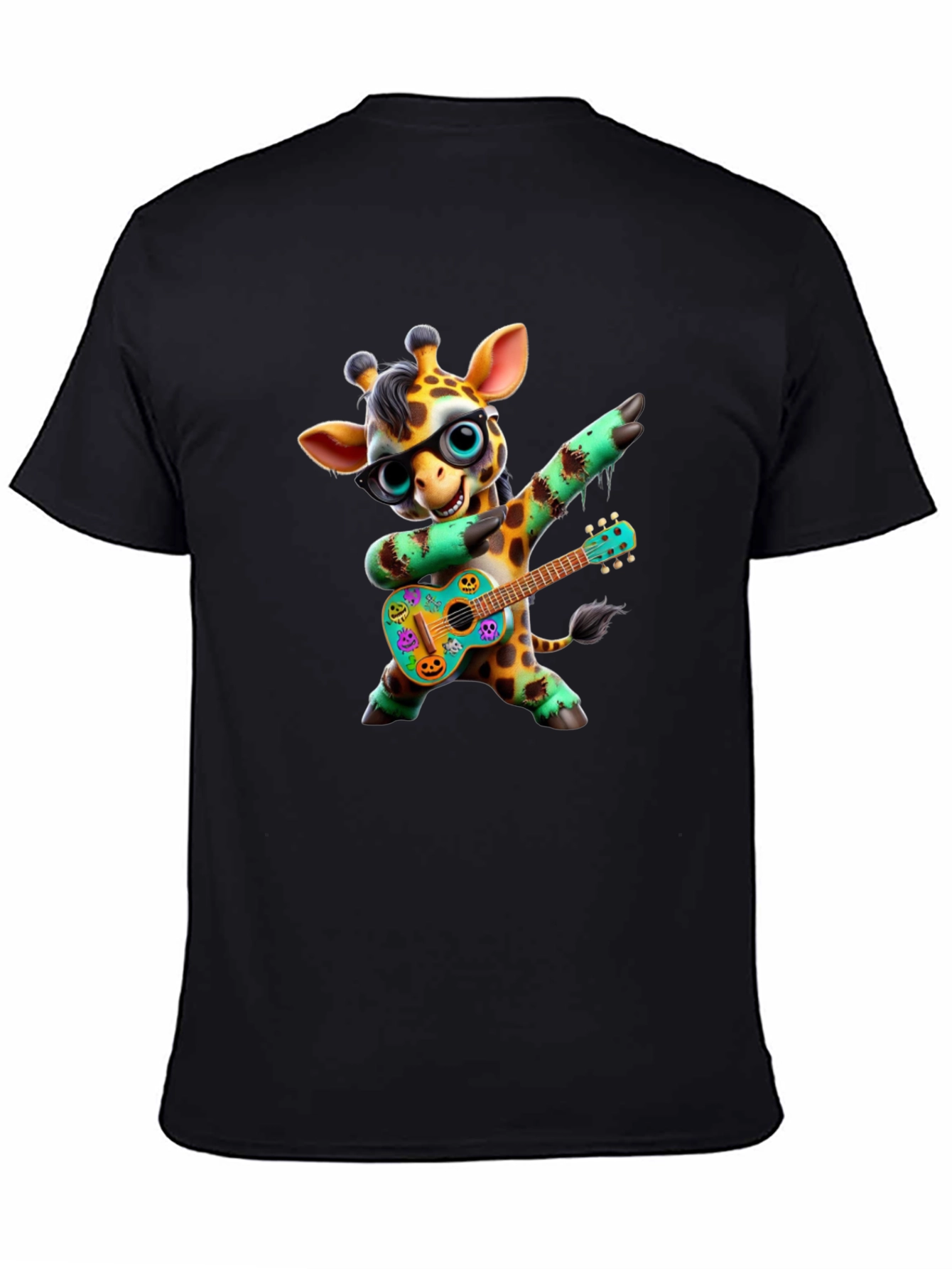 Giraffe Guitar Player Graphic Tee - Black