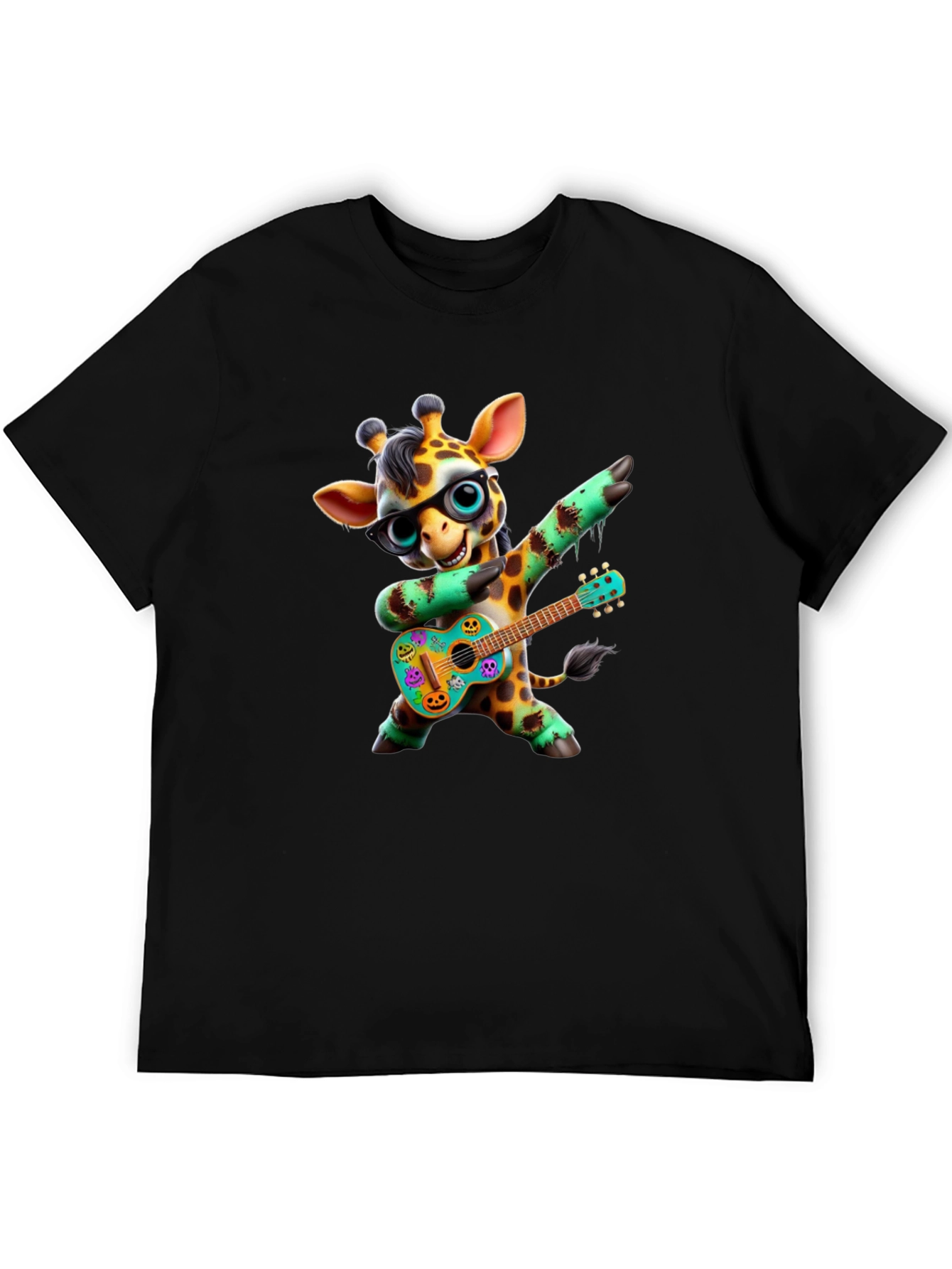 Giraffe Guitar Player Graphic Tee - Black