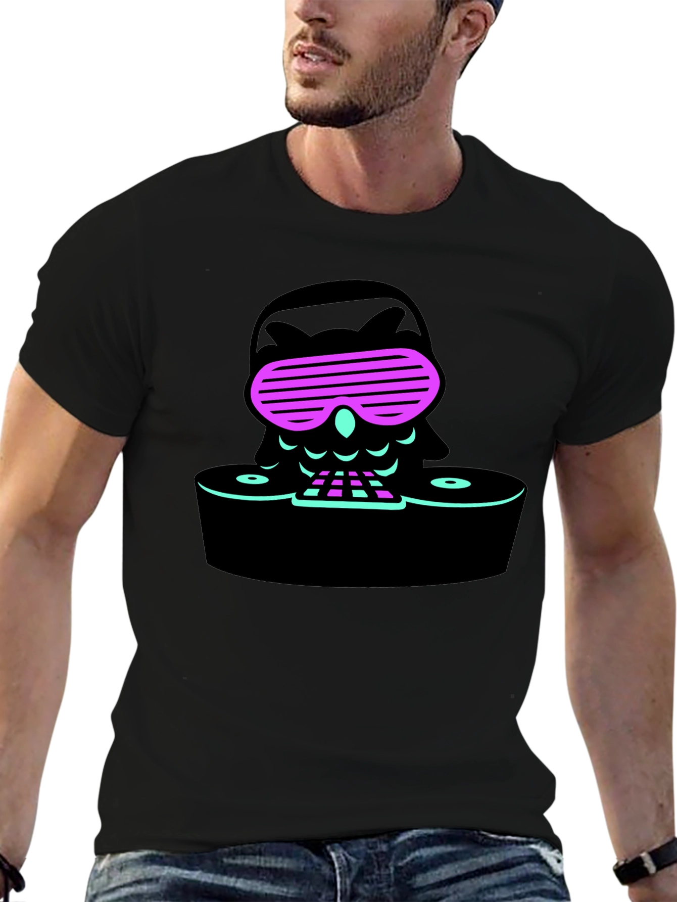 Cool Owl DJ Black T-Shirt
