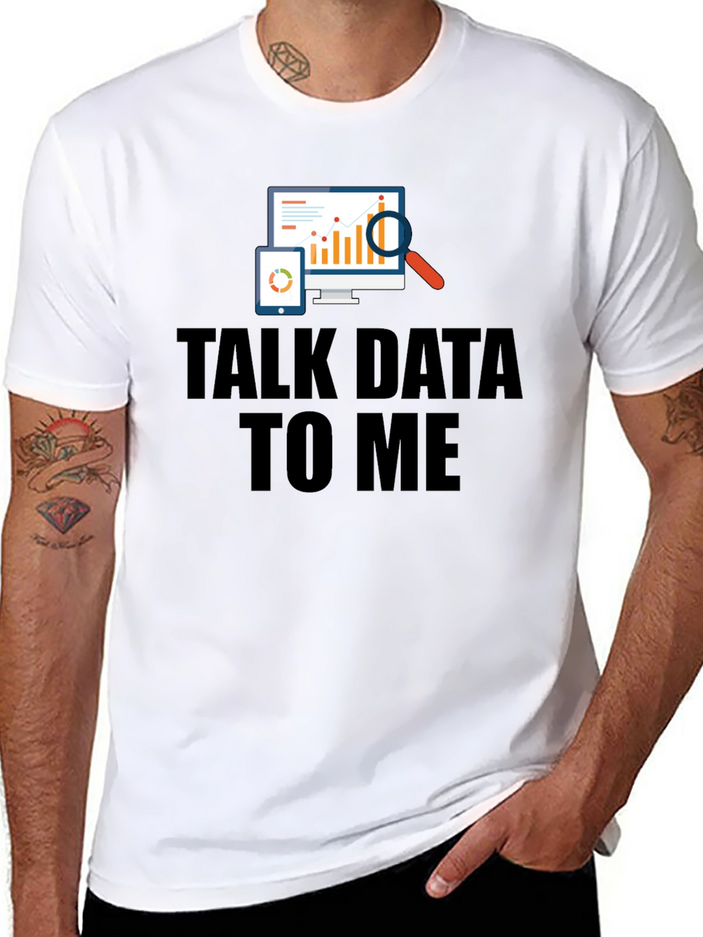 Talk Data To Me Black Graphic T-Shirt