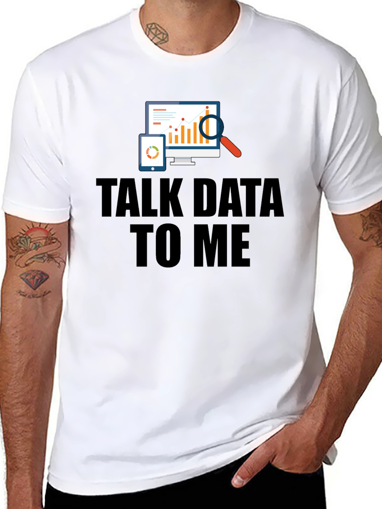 Talk Data To Me Black Graphic T-Shirt