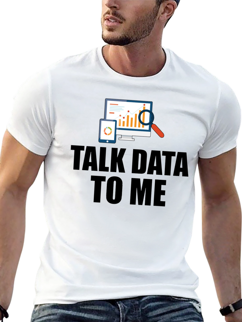 Talk Data To Me Black Graphic T-Shirt