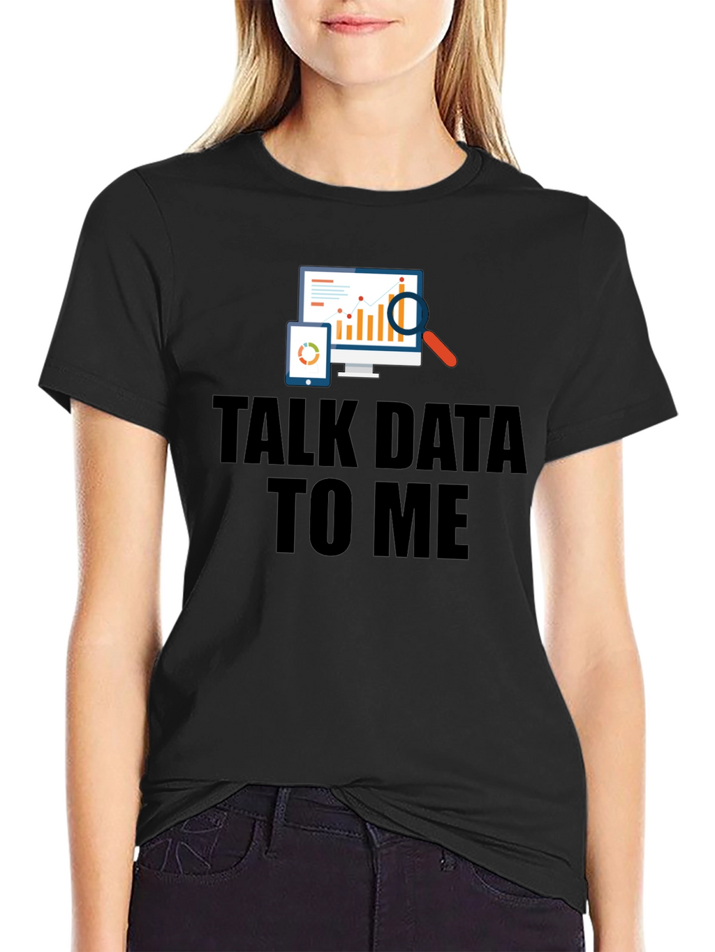 Talk Data To Me Black Graphic T-Shirt
