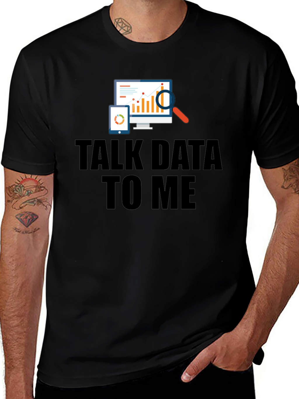 Talk Data To Me Black Graphic T-Shirt