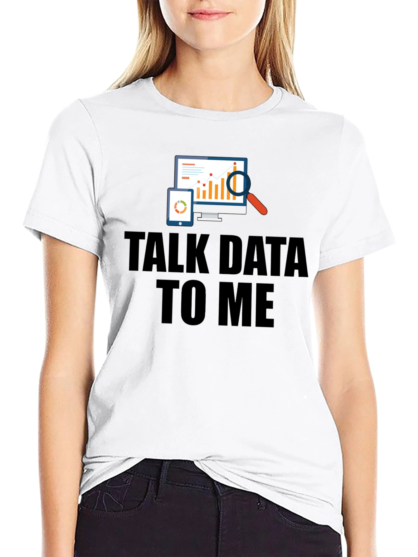 Talk Data To Me Black Graphic T-Shirt