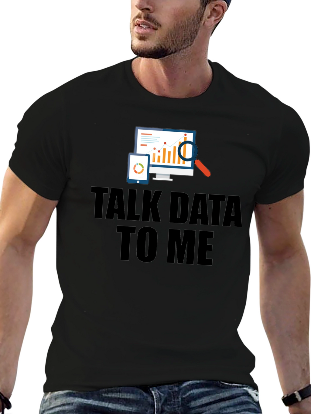 Talk Data To Me Black Graphic T-Shirt