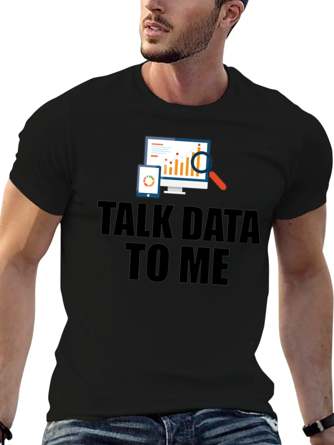 Talk Data To Me Black Graphic T-Shirt