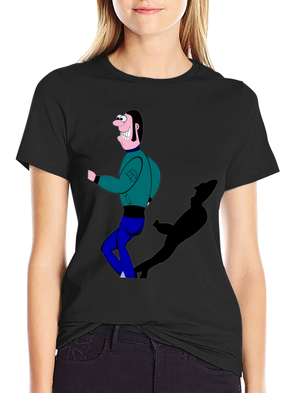 Cartoon Man Graphic T-Shirt Black Tee