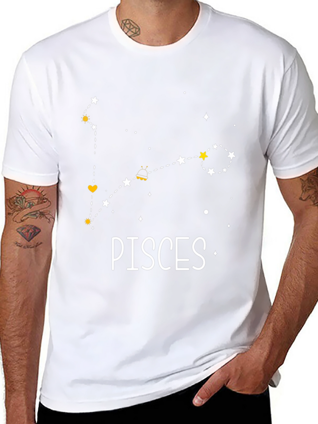 Pisces Constellation Black T-Shirt