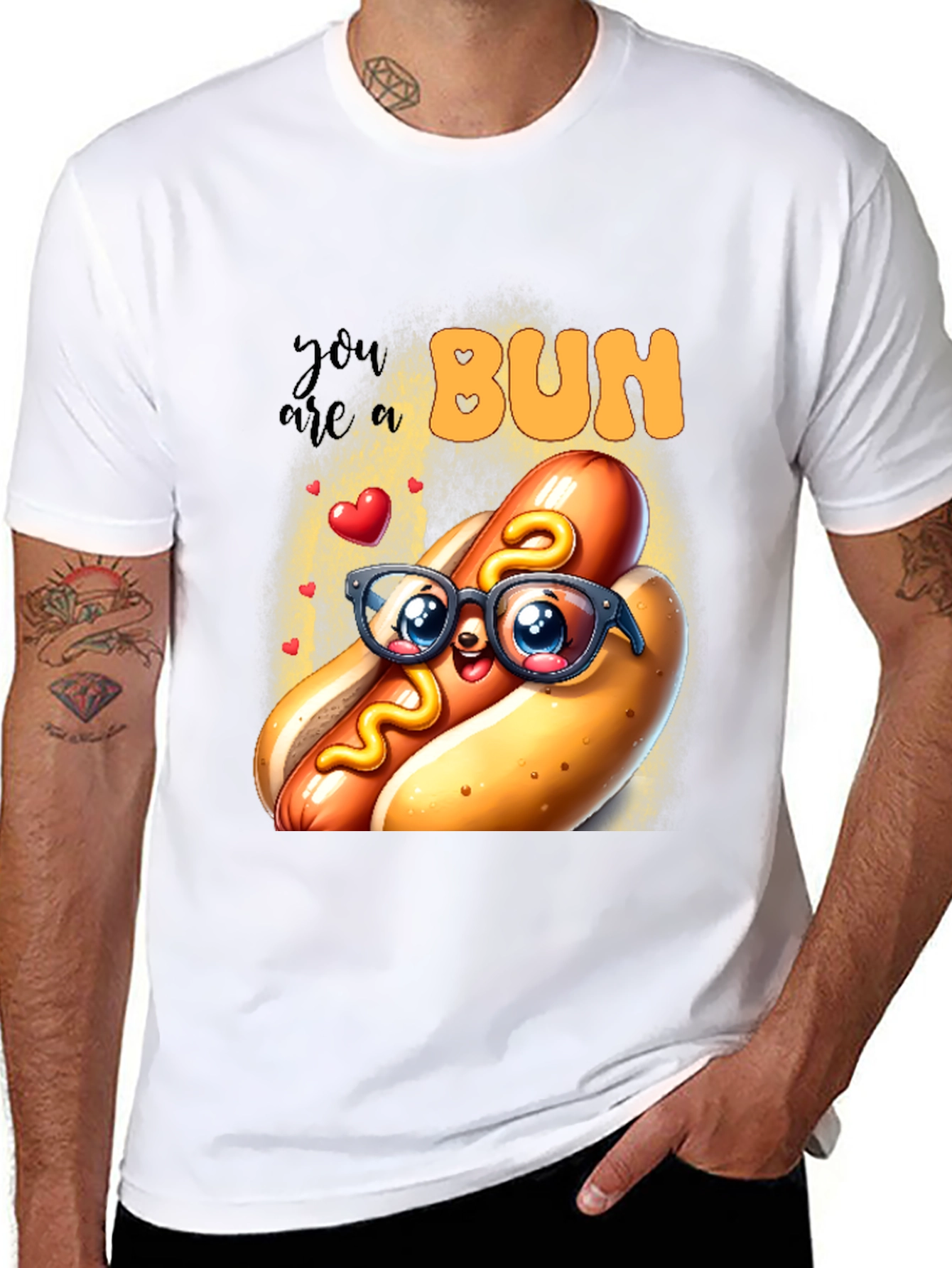 Cute Hotdog Graphic T-Shirt - You are a Bun