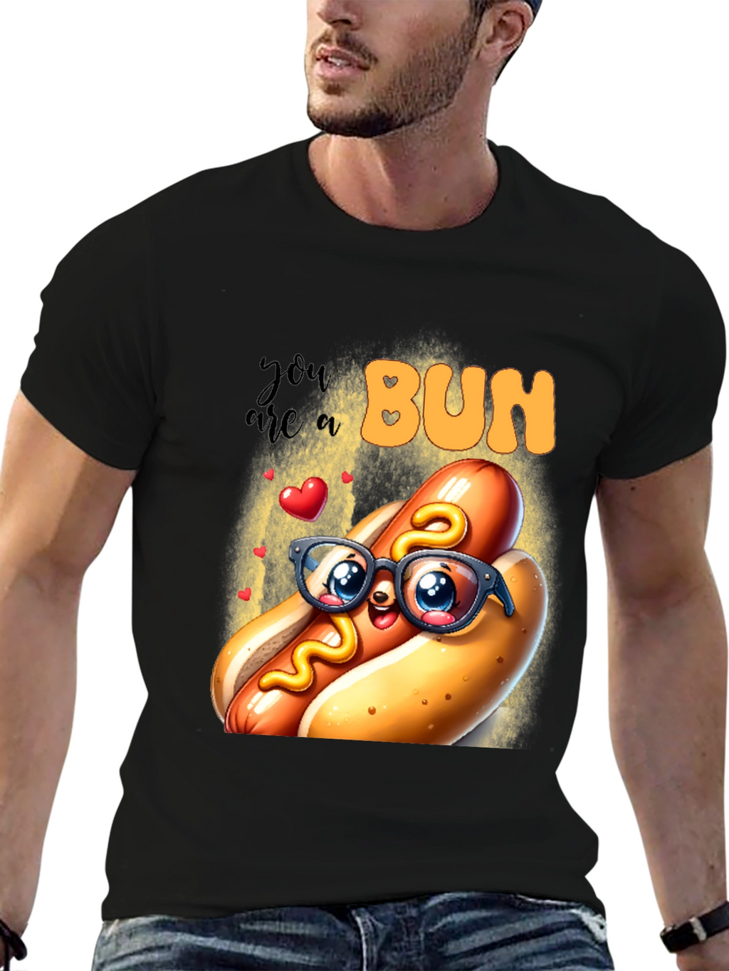 Cute Hotdog Graphic T-Shirt - You are a Bun