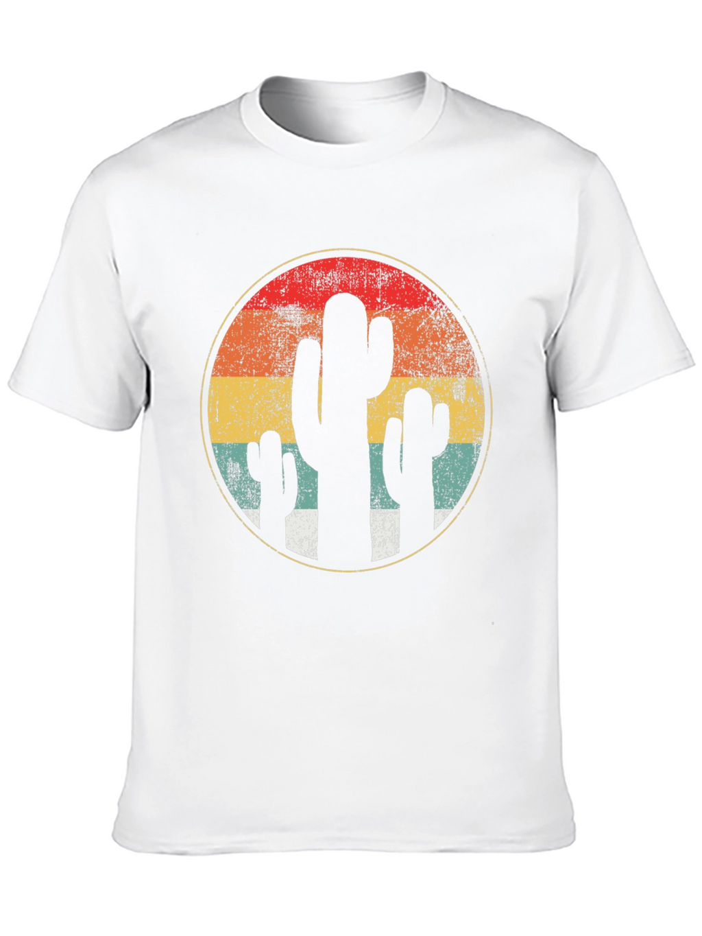 Retro Cactus Sunset T-Shirt - Desert Vibes