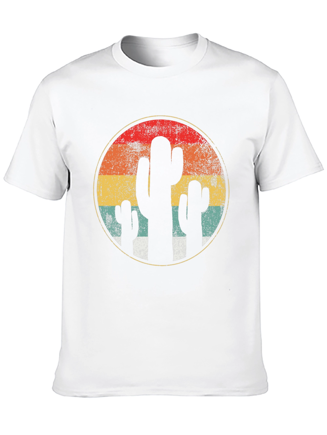 Retro Cactus Sunset T-Shirt - Desert Vibes
