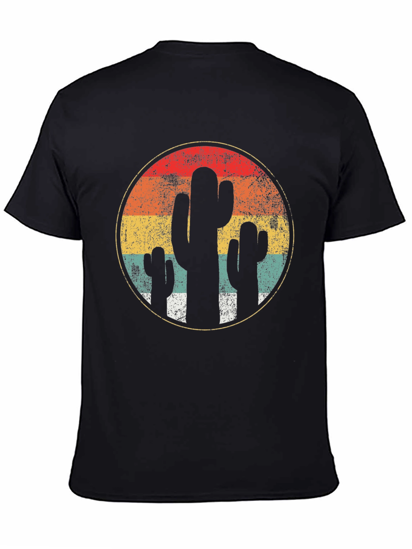 Retro Cactus Sunset T-Shirt - Desert Vibes