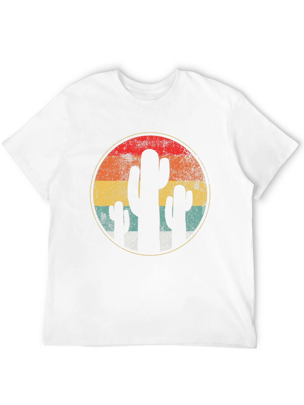 Retro Cactus Sunset T-Shirt - Desert Vibes