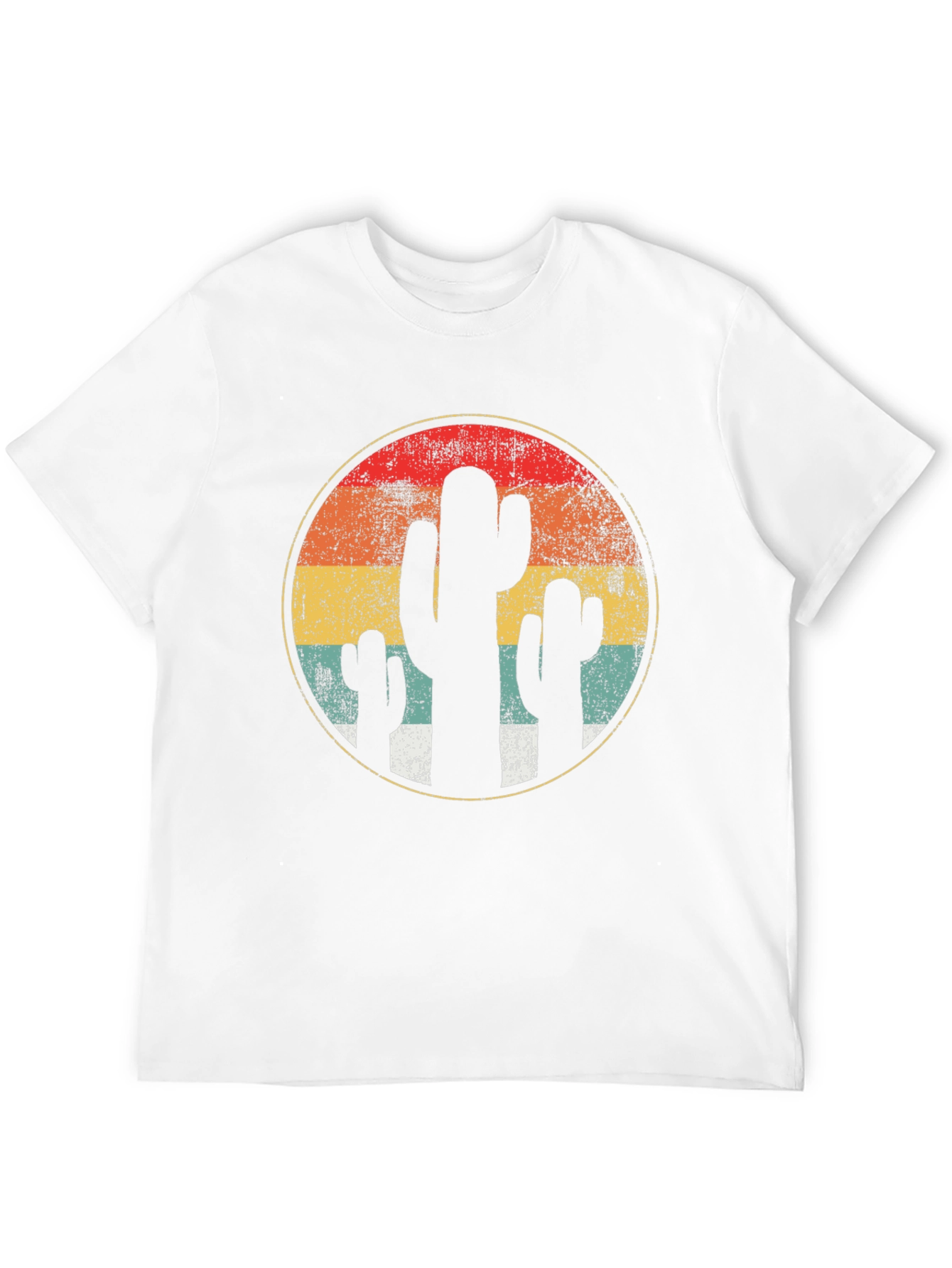 Retro Cactus Sunset T-Shirt - Desert Vibes