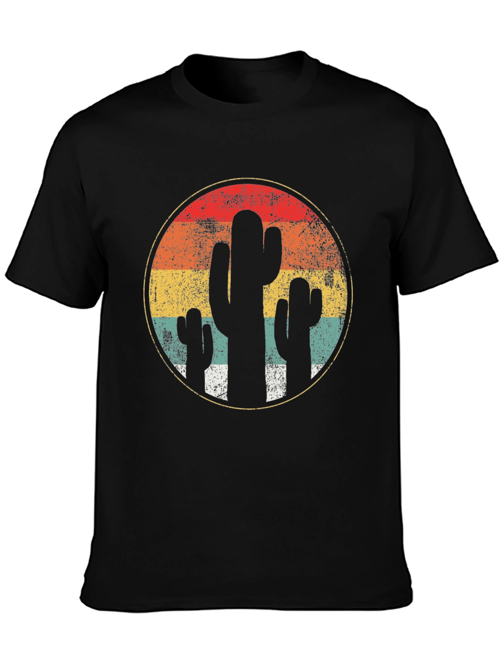 Retro Cactus Sunset T-Shirt - Desert Vibes