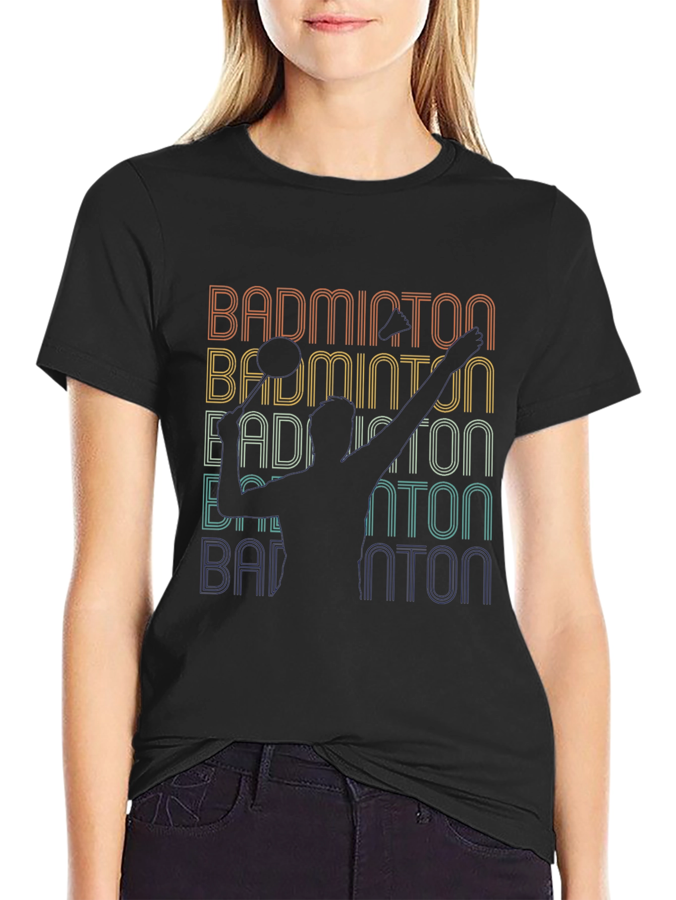 Retro Badminton Player T-Shirt - Vintage Style