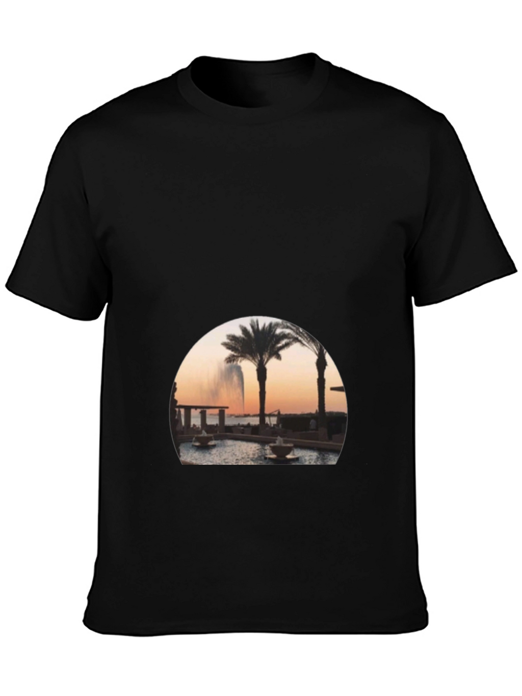 Black Palm Tree Fountain Graphic Tee