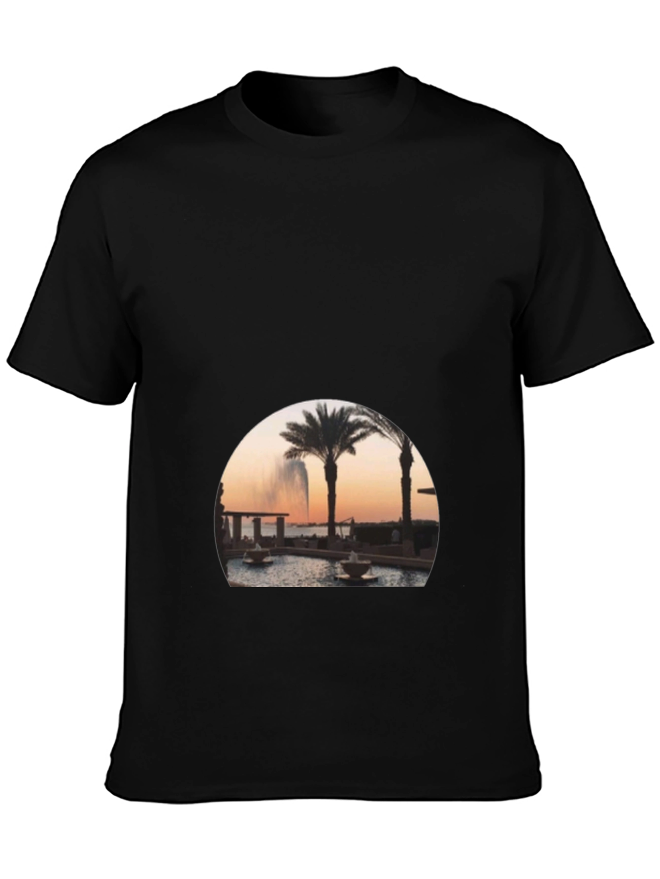 Black Palm Tree Fountain Graphic Tee