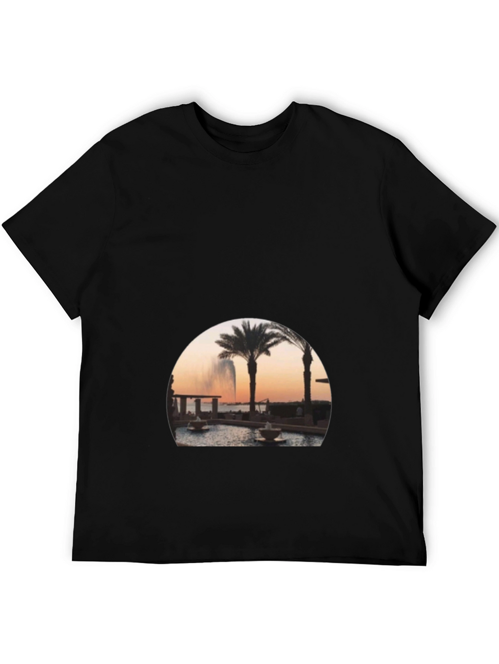 Black Palm Tree Fountain Graphic Tee
