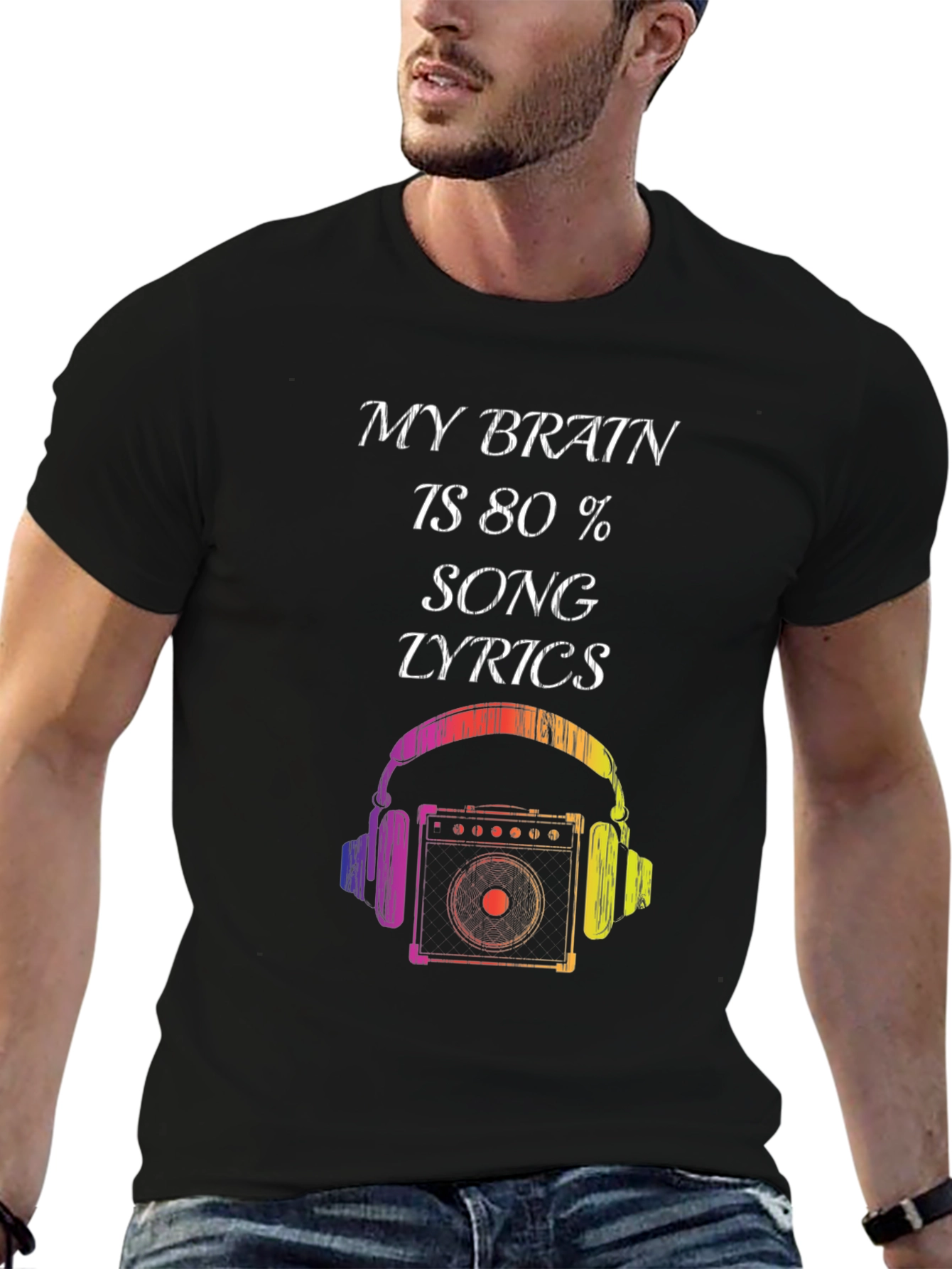 Music Lover T-Shirt: Brain 80% Song Lyrics