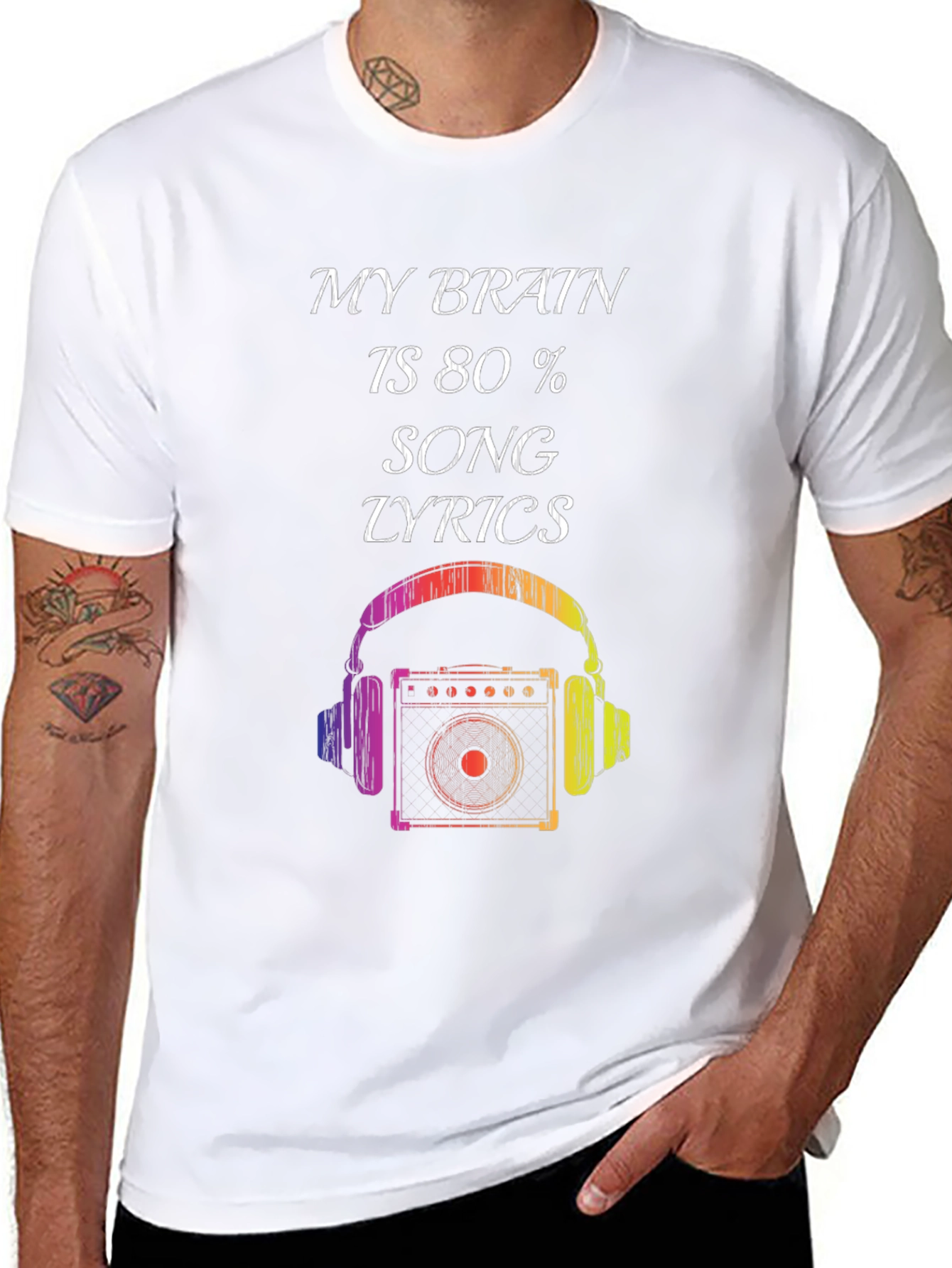 Music Lover T-Shirt: Brain 80% Song Lyrics