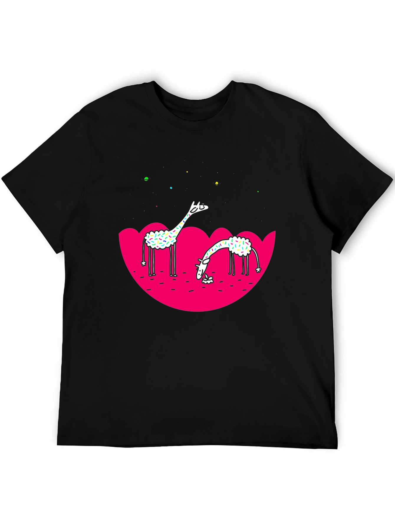Giraffe Graphic Tee - Black Cotton T-Shirt