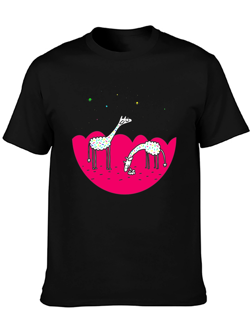 Giraffe Graphic Tee - Black Cotton T-Shirt