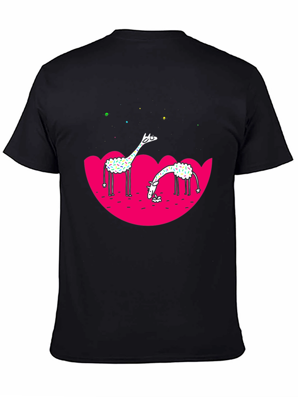 Giraffe Graphic Tee - Black Cotton T-Shirt