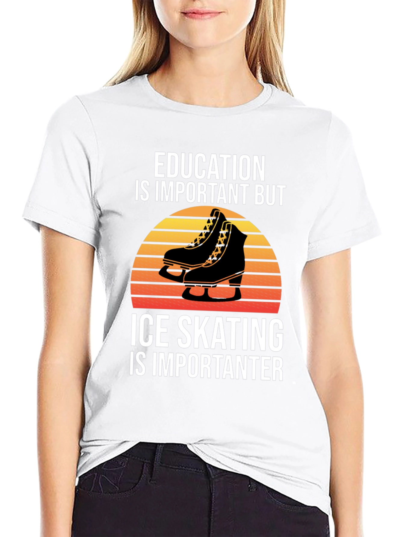 Education vs Ice Skating Graphic Tee