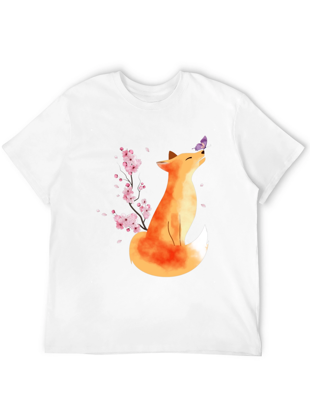 Fox and Butterfly Black T-Shirt
